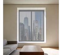 Magnetic Fly Screen Window 150 x 90 cm with Selfadhesive Window Nets Insects Fine Mesh Design Prevents Tiny Insects from Entering for Living Room Bedroom Offfice, Grey