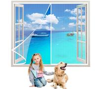 Magnetic Fly Screen Window 160x115cm White Heavy Duty Mesh Curtain-Easy to Install without Drilling-Pet and Kid Friendly Keep Away from Mosquitoes Insects