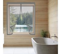 Magnetic Fly Screen Window 170 x 175 cm Selfadhesive Tape Silent Insect Mesh that Close Automatically Custom Size for Home, Office, Bedroom, Living Room Kitchen, Grey