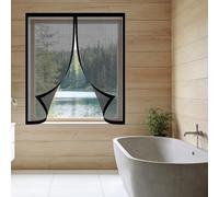 Magnetic Fly Screen Window 175 x 170 cm Selfadhesive Tape Silent Insect Mesh that Close Automatically Custom Size for Home, Office, Bedroom, Living Room Kitchen, Black