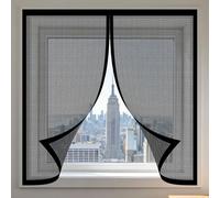 Magnetic Fly Screen Window 175 x 85 cm with Selfadhesive Selfadhesive Insect Mesh Curtain Custom Size for Windows Doors and Patio Screens, Black