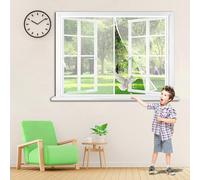 Magnetic Fly Screen Window 180x140cm Keep Insects Out Keep Away from Mosquitoes Curtain Fits Door Up to White