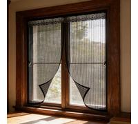 Magnetic Fly Screen Window 200 x 133 cm Fly Screen Window Mesh Easy to Install Without Drilling, Durable Anti Tearing Insect, with Magic Tape, for Balcony, Black