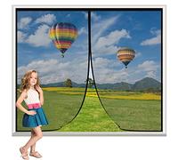 Magnetic Fly Screen Window 200x200cm Black Insect Protection Mesh Curtain Auto Closer Magnet Patio Door for Balcony Door Cellar Door Without Drilling