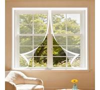 Magnetic Fly Screen Window 220 x 204 cm Easy Installation Magnetic Fly Net for Windows Heavy Duty Mesh Fitted to Multiple Windows, White