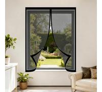 Magnetic Fly Screen Window 50 x 120 cm Selfadhesive Tape Window Nets to Keep Bugs Out Excellent Ventilation While Blocking Bugs for Living Room Bedroom Offfice, Black