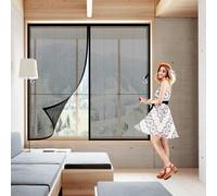 Magnetic Fly Screen Window 60 x 100 cm Bug Auto Closer No Gap Easy Installation, Net for Flies Mosquito, Magnetic Screen Fly Window with Magic Tape, for Balcony, Black