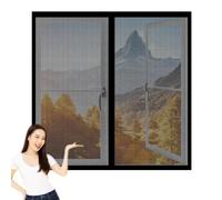 Magnetic Fly Screen Window 60 x 100 cm Keep Fly Mosquito Out Bug Net for Windows with Installation Accessories for Home, Office, Bedroom, Living Room Kitchen, Black