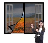 Magnetic Fly Screen Window 60 x 100 cm Selfadhesive Tape Mesh Mosquito Bug Net for Windows Easy Install for Living Room Bedroom Offfice, Black