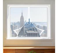 Magnetic Fly Screen Window 60 x 100 cm with Selfadhesive Mosquito Net Window with Installation Accessories for Home, Office, Bedroom, Living Room Kitchen, White