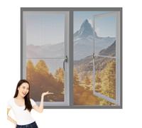 Magnetic Fly Screen Window 60 x 110 cm Keep Fly Mosquito Out Bug Net for Windows with Installation Accessories for Home, Office, Bedroom, Living Room Kitchen, Grey