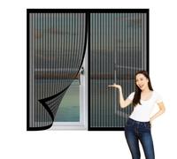 Magnetic Fly Screen Window 60 x 110 cm with Selfadhesive Magnetic Window Fly Screens Easy Installation for Windows Doors and Patio Screens, Black