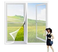 Magnetic Fly Screen Window 60 x 155 cm Selfadhesive Tape Window Netting for Insects Easy Installation for Living Room Bedroom Offfice, White