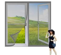 Magnetic Fly Screen Window 60 x 155 cm Selfadhesive Tape Window Netting for Insects Easy Installation for Living Room Bedroom Offfice, Grey
