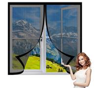 Magnetic Fly Screen Window 60 x 155 cm with Selfadhesive Window Nets Insects Excellent Ventilation While Blocking Bugs for Windows Doors and Patio Screens, Black