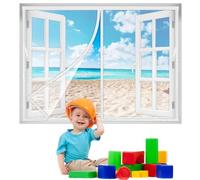 Magnetic Fly Screen Window 60x40 cm, Heavy Duty Mesh Curtain Curtain and Full Frame Tape Fits Window Up to White New-Version