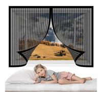 Magnetic Fly Screen Window 70 x 130 cm Magnetic Flyscreen Net No Drilling Or Screwing Easy Installation for Air Conditioner Room Window, Black