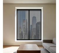 Magnetic Fly Screen Window 70 x 130 cm with Selfadhesive Window Screen Mesh for Bug Custom Size for Bedroom, Living Room, Kitchen Patio, Black