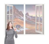 Magnetic Fly Screen Window 70 x 135 cm with Selfadhesive Window Nets to Keep Bugs Out Custom Size for Living Room Bedroom Offfice, White