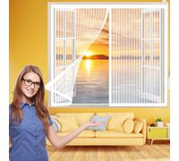 Magnetic Fly Screen Window 70 x 190 cm(28 x 75inch), Mesh Window Curtains, Durable Transparent for Front Window and Home Outside Kids Pets, White