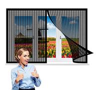 Magnetic Fly Screen Window 70 x 55 cm, Screen Mesh Curtain, Durable Transparent for Balcony Children's Room Window, Black