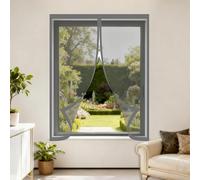 Magnetic Fly Screen Window 75 x 135 cm Selfadhesive Tape Window Nets to Keep Bugs Out Excellent Ventilation While Blocking Bugs for Living Room Bedroom Offfice, Grey