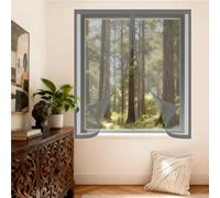 Magnetic Fly Screen Window 80 x 110 cm Keep Fly Mosquito Out Window Screen Mesh for Bug Easy Installation for Home, Office, Bedroom, Living Room Kitchen, Grey