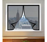 Magnetic Fly Screen Window 80 x 110 cm with Selfadhesive Mosquito Net Window with Installation Accessories for Home, Office, Bedroom, Living Room Kitchen, Black