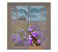 Magnetic Fly Screen Window 80 x 93 cm Easy Installation No Drilling Or Screwing Transparent Insect Screen Mosquito Bug Protection for Windows Nets to Keep Bugs Out, Grey