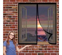 Magnetic Fly Screen Window 90 x 60 cm(35 x 24inch) Portable Screen Door Mesh Fly Curtain Mosquito Net for Keep Bugs Fly Out for All Kinds of Window, Black