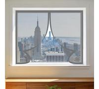 Magnetic Fly Screen Window 90 x 60 cm with Selfadhesive Mosquito Net Window with Installation Accessories for Home, Office, Bedroom, Living Room Kitchen, Grey
