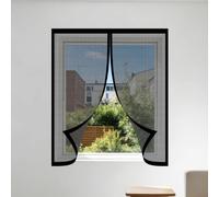 Magnetic Fly Screen Window 90 x 70 cm Selfadhesive Tape Selfadhesive Insect Mesh Curtain Easy Install for Windows Doors and Patio Screens, Black