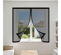 Magnetic Fly Screen Window 90 x 70 cm Selfadhesive Tape Window Screen Mesh for Bug with Installation Accessories for Bedroom, Living Room, Kitchen Patio, Black