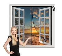 Magnetic Fly Screen Window 90x60cm Black Hands Free Mesh Partition Keeps Bugs Out Without Drilling for Doors and Windows