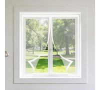 Magnetic Fly Screen Window Adjustable 115 x 125 cm Keep Fly Mosquito Out Window Mesh Insect Screen for Windows Custom Size for Windows Doors and Patio Screens, White
