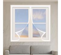 Magnetic Fly Screen Window Adjustable 165 x 150 cm Keep Fly Mosquito Out Mosquito Net for Window Custom Size for Bedroom, Living Room, Kitchen Patio, White