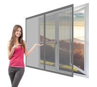 Magnetic Fly Screen Window Adjustable 180 x 75 cm with Selfadhesive Window Insect Screen Mesh Net Custom Size for Bedroom, Living Room, Kitchen Patio, Grey