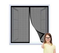 Magnetic Fly Screen Window Adjustable 40 x 130 cm with Magnets&Full Frame Magic Tape Keep Reinforced Mesh Curtain Entry Door Mesh for Keeping Out Flies & Bug, Black