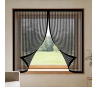 Magnetic Fly Screen Window Adjustable 50 x 110 cm with Selfadhesive Fly Bug Bee Protection Screen Custom Size for Living Room Bedroom Offfice, Black