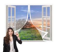 Magnetic Fly Screen Window Adjustable 70 x 130 cm Keep Fly Mosquito Out Window Screen Mesh for Bug Easy Installation for Living Room Bedroom Offfice, White