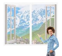 Magnetic Fly Screen Window Adjustable 70 x 130 cm Selfadhesive Tape DIY Window Bug Screen Kit Mosquito Easy Install for Living Room Bedroom Offfice, White