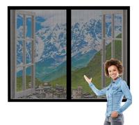 Magnetic Fly Screen Window Adjustable 70 x 130 cm Selfadhesive Tape DIY Window Bug Screen Kit Mosquito Easy Install for Living Room Bedroom Offfice, Black