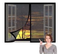 Magnetic Fly Screen Window Adjustable 80 x 100 cm with Selfadhesive DIY Selfadhesive Insect Mesh Curtain Easy Install for Home, Office, Bedroom, Living Room Kitchen, Black