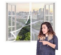 Magnetic Fly Screen Window Adjustable 80 x 100 cm with Selfadhesive Silent Insect Mesh that Close Automatically Easy Installation for Windows Doors and Patio Screens, White