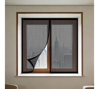 Magnetic Fly Screen Window Adjustable 80 x 110 cm Keep Fly Mosquito Out Adjustable DIY Window Screen Easy Install for Living Room Bedroom Offfice, Black