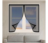 Magnetic Fly Screen Window Adjustable 80 x 110 cm Keep Fly Mosquito Out Mosquito Net for Window Custom Size for Bedroom, Living Room, Kitchen Patio, Black