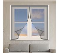Magnetic Fly Screen Window Adjustable 80 x 110 cm Keep Fly Mosquito Out Mosquito Net for Window Custom Size for Bedroom, Living Room, Kitchen Patio, Grey