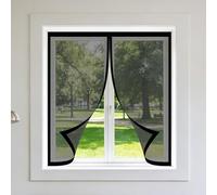 Magnetic Fly Screen Window Adjustable 80 x 110 cm Keep Fly Mosquito Out Window Mesh Insect Screen for Windows Custom Size for Windows Doors and Patio Screens, Black