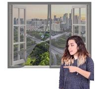 Magnetic Fly Screen Window Adjustable 85 x 95 cm with Selfadhesive Silent Insect Mesh that Close Automatically Easy Installation for Windows Doors and Patio Screens, Grey
