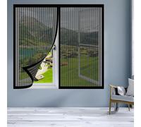 Magnetic Fly Screen Window Adjustable 90 x 70 cm Selfadhesive Tape DIY Fly Screen for Windows Custom Size for Living Room Bedroom Offfice, Black